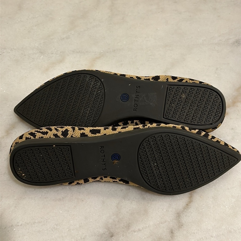 Rothy's The Point Flats In Retired Leopard Print Slip On Ballet Flat Size 6.5 - Picture 11 of 13